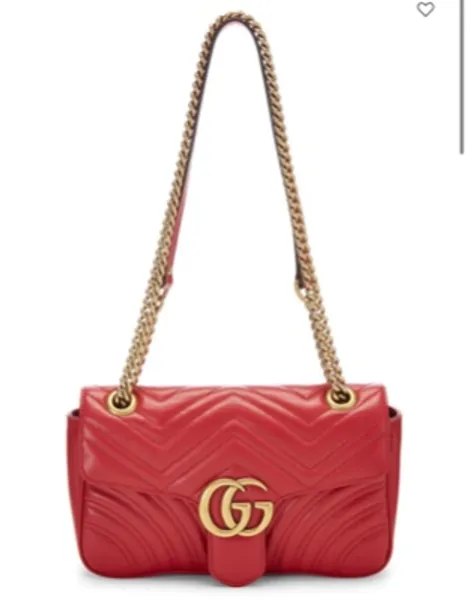 Red Matelasse Leather GG Marmont Shoulder Bag 