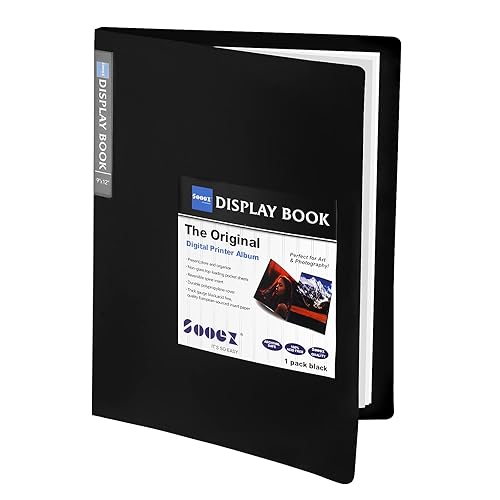 Sooez 30-Pocket Binder with Plastic Sleeves 9x12 (Black), Heavy Duty Art Portfolio Folder with Clear Sheet Protectors, Display 60 Pages, Presentation Book for Artwork, Document Organizer Binder - Black - 1 Pack