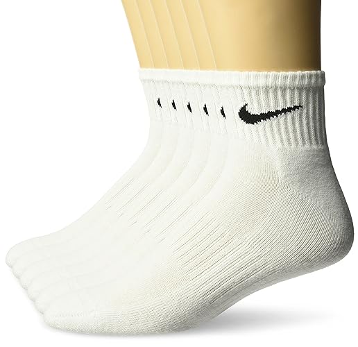 Nike Women's Performance Cushion Quarter Socks with Band (6 Pairs) - Medium - White/Black
