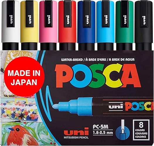 POSCA 8-Color Paint Marker Set, PC-5M Medium - Full Range