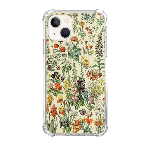 Rambulgkt French Vintage Flowers Case Compatible with iPhone 13, Old World Fleur Floral Case for iPhone 13, Cool Cute TPU Bumper Phone Case Cover