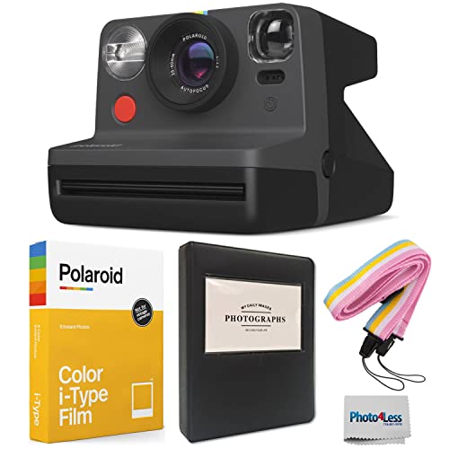 Polaroid Now 2nd Generation I-Type Instant Film Camera Black, Polaroid Color Film for I-Type, Black Album, Bundle - Black - Polaroid Now 2nd Generation I-Type Instant Camera