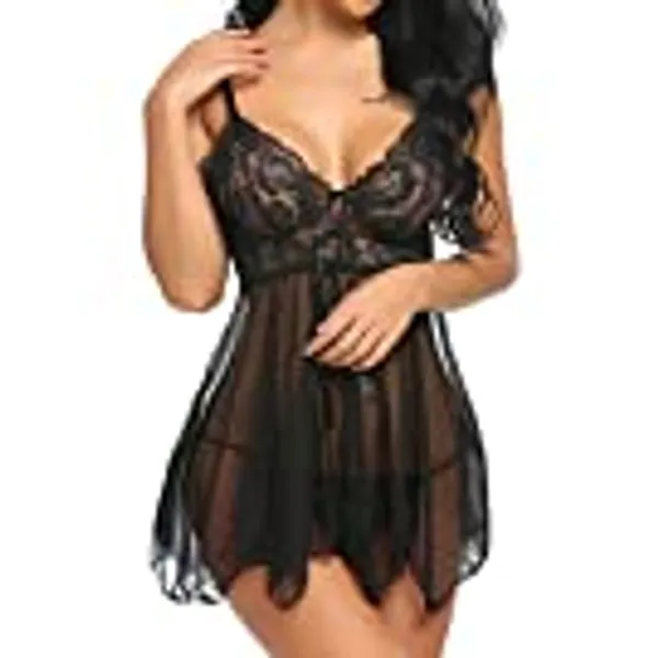 Avidlove Women Lingerie Babydoll Lace Nightgown Mesh Chemise Boudoir Nighty Teddy Lingerie