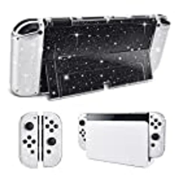 DLseego Protective Glitter Case Compatible with Switch OLED Console Updated Version, Glitter Bling Soft TPU Cover with Shock-Absorption and Anti-Scratch Design-Crystal Glitter