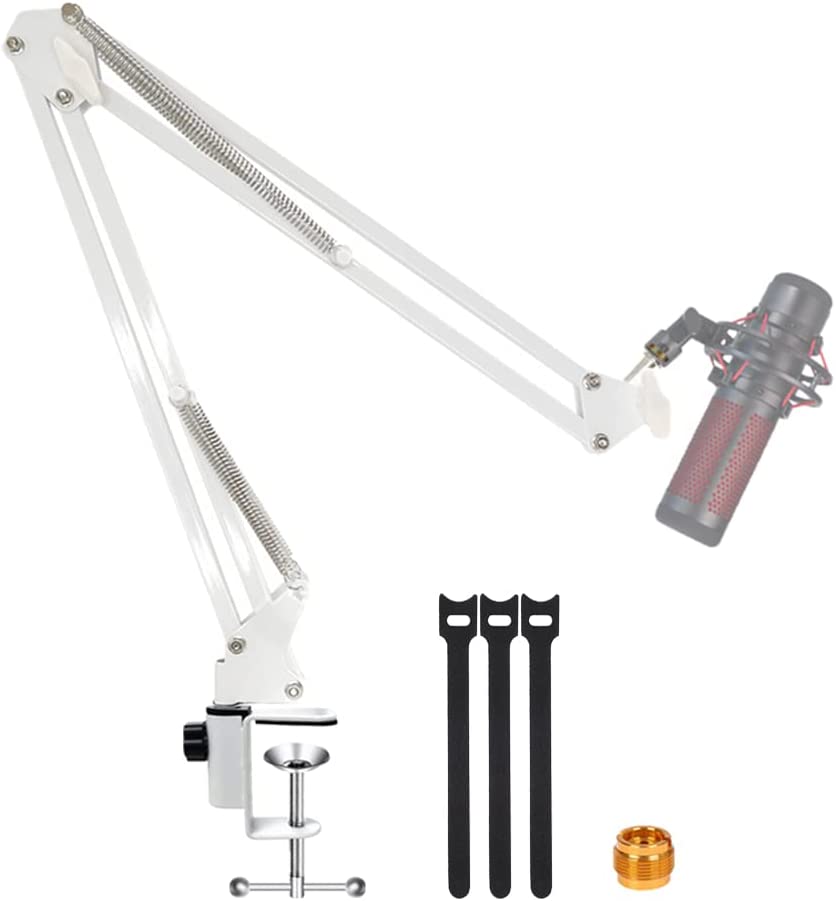 For Hyperx Quadcast White Boom Arm, Boom Scissor Arm For Hyperx Quadcast S, Professional Adjustable Mic desk mount White Stand, Compatible With RGB USB Condenser Microphone Hyperx Quad cast S - White Boom Arm