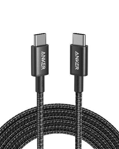 Anker New Nylon USB C to USB C Cable 100W 10ft, USB 2.0 Type C Charging Cable Fast Charge for MacBook Pro 2020, iPad Pro 2021, iPad Air 4, Samsung Galaxy S23+/S23 Ultra/S22 Ultra, Switch and More - 10ft Black 1