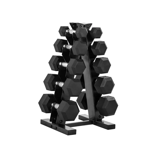 Cap Barbell 150-Pound Dumbbell Set with Rack - 150 LB Coated Hex Dumbbell Weight Set with Vertical Rack, New Edition