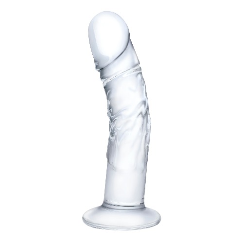 7" Curved Realistic Glass Dildo with Veins