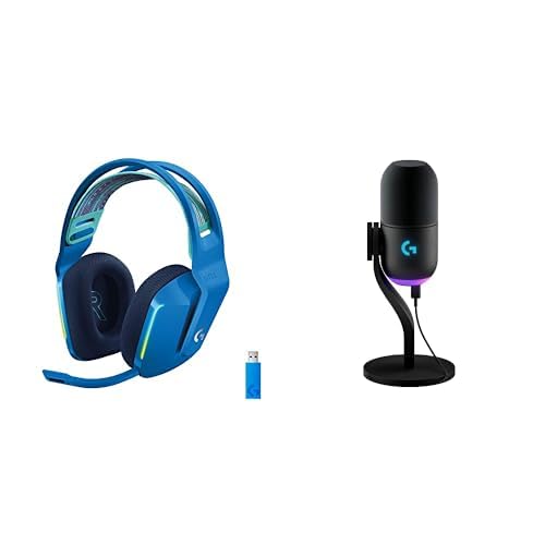 Logitech G733 Lightspeed Wireless Gaming Headset +Yeti GX Dynamic RGB Gaming Microphone with LIGHTSYNC, USB - Blue - Blue - Headset + Gaming Mic