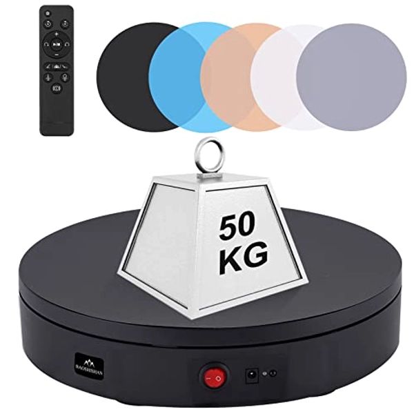 BAOSHISHAN Electric Rotating Display Stand Remote-controlled Rotating Turntable Display for Photography 360º Product Display Turntable 22CM 50KG Black