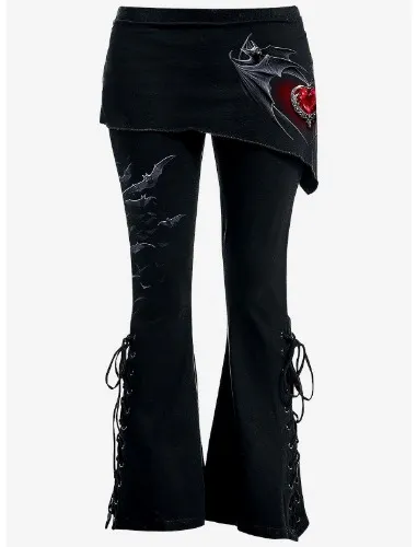 Bat's Heart Boot Cut Leggings With Slant Skirt | Hot Topic