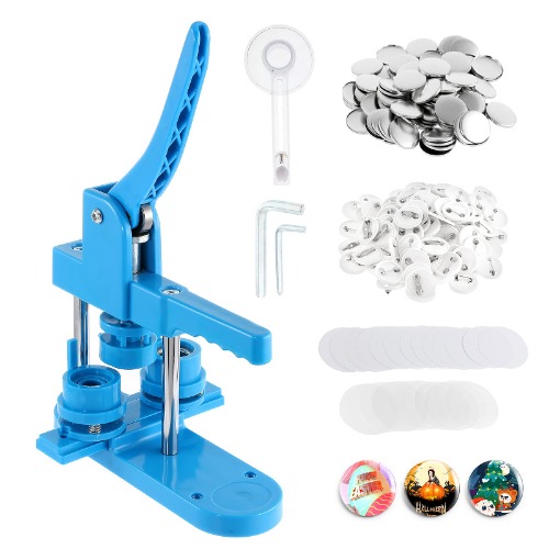 IRONWALLS Badge Button Maker Machine Kit 25mm/1” with 200PCS Blank Pin-Back Button Parts, Button Pins Punch Press Machine with Replaceable Button Mold, Circle Cutter for Pins Badge DIY Project - 25mm/1 Inch