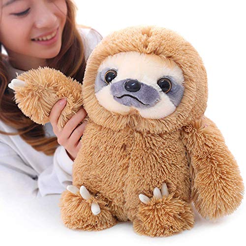 Winsterch Cuddly Sloth Soft Toy Large Stuffed Animal Sloth Teddy Baby Doll Birthday Gifts,Plush Soft Sloth Toy (Brown, 15.7 inches) - Brown - 15.7 inches