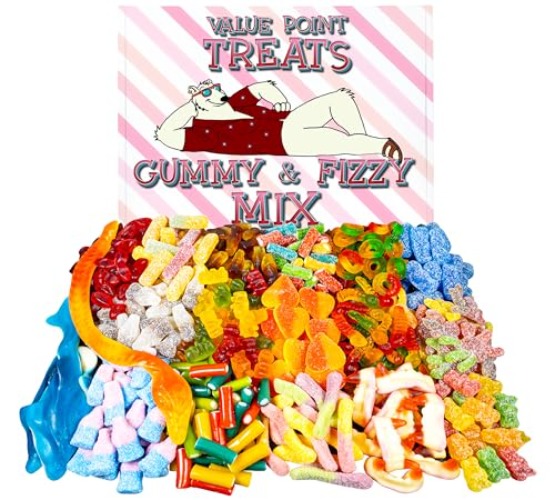 TREATS Retro Mix Sweets Gift Box: 1kg Pick and Mix, Mixed Sweets Hamper, Jelly Candyt for Birthday, Valentine, Sour & Sweet Gummy