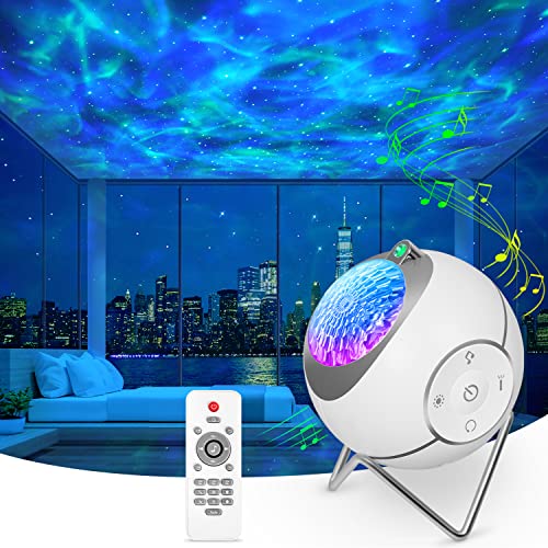 ibell Galaxy Projector, Star Projector 360° Rotation Sensory Lights, Star Lights Starry Night Light Projector for Bedroom with White Noises and Timer, Projector Light for Kids Adults Gifts Room Decor - White