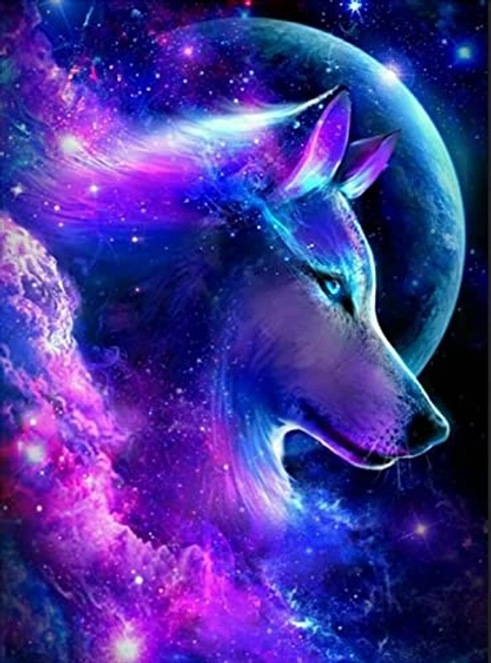TOOINKCV 5D DIY Diamond Art Painting Kits, Diamond Painting Pictures by Numbers Kits, Wall Art Decor,Colourful Wolves