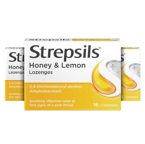 Strepsils Honey and Lemon Lozenges Pack of 16 x 3 for Sore Throat (Packaging May Vary)