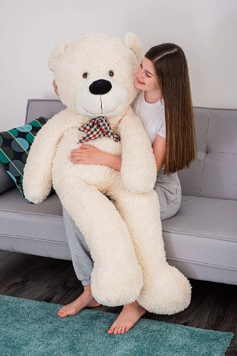 CURVASO 155CM WHITE BROWN GREY PREMIUM STUFFED GIANT TEDDY BEAR BIG XXL EXTRA LARGE BEAR TOY BEST GIFT BIRTHDAY VALENTINE ANNIVERSARY (White (1))
