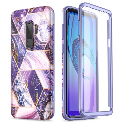 SURITCH for Samsung S9 Plus Case with Built-in Screen Protector 360 Degree Full Body Protection Cover Bumper Shockproof Non Slip Case for Samsung Galaxy S9 Plus(Purple)