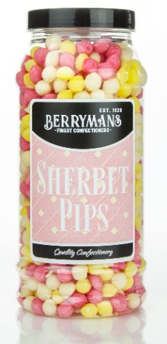 Original Sherbet Pips Retro Sweets Gift Jar By Berrymans Sweet Shop - Classic Sweets, Traditional Taste. - 