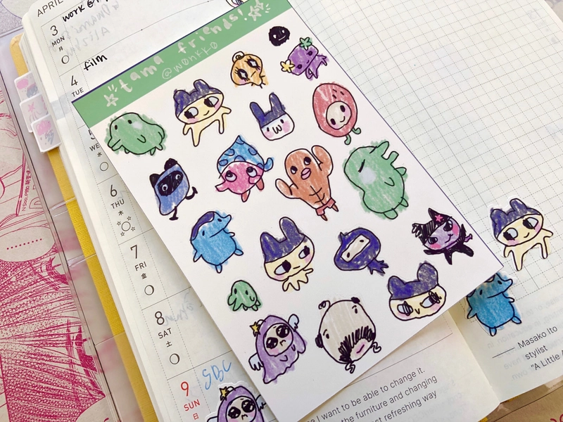 Tamagotchi Friends | Sticker Sheet | FREE SHIPPING! | Weatherproof Paper Planner Stickers | w0nkk0