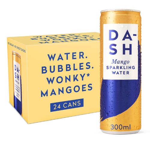 Dash Water Mango - 24 x Mango Flavoured Sparkling Spring Water - NO Sugar, NO Sweetener, NO Calories - Infused with Aussie Wonky Fruit (24 x 300ml cans)