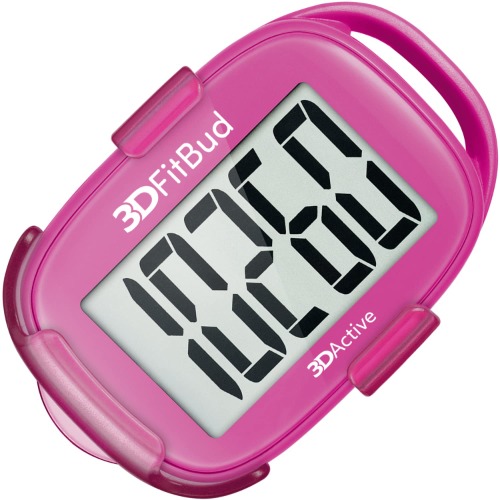 3DFitBud Simple Step Counter Walking 3D Pedometer with Clip and Lanyard, A420S - Pink