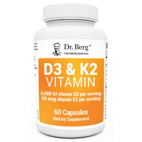 Dr. Berg's Vitamin D3 K2 w/ MCT Oil - Includes 5,000 IU of Vitamin D3, 50 mcg MK7 Vitamin K2, Purified Bile Salts, Zinc & Magnesium for Ultimate Absorption - K2 D3 Vitamin Supplement - 60 Capsules