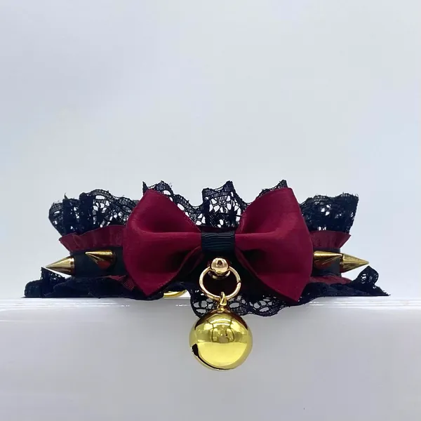 Elegant studs & lace Neko/PetPlay/Goth/Lolita/Princess/KittenPlay/LittleSpace/Cosplay Collar