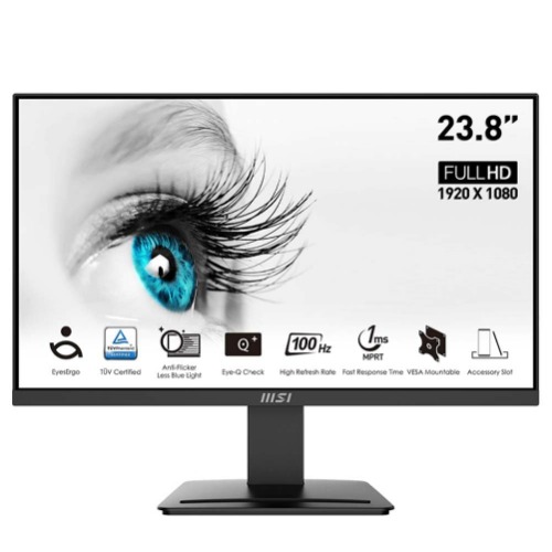MSI PRO MP2412 23.8" Eye Care Ergonomic Business Computer Monitor, FHD 1920x1080, VA, Frameless, 100Hz, 1ms, Tilt Compatible, HDMI&DP Port, VESA, Black, 3 Year Warranty - PRO MP2412 24” VA 100Hz Black $93.00