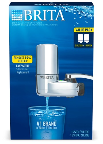 Brita Water Filter for Sink, Faucet Mount Water Filtration System for Tap Water, Reduces 99% of Lead, Chrome - Chrome