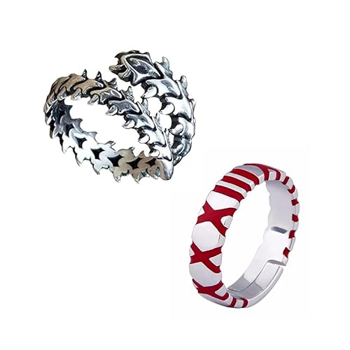 TLSDDTY Kaneki Ken Ring Anime Juzo Suzuya Ring Adjustable Prop Accessories 2pcs