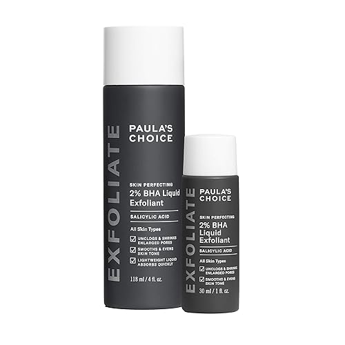 Paula's Choice SKIN PERFECTING 2% BHA Liquid Salicylic Acid Exfoliant-Facial Exfoliant for Blackheads, Enlarged Pores, Wrinkles & Fine Lines - Full + Travel Size Duo - 5 Fl Oz