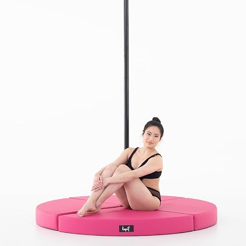 Lupit Crash Mat Round Premium, D 4'11.06", T 4.72", Dance Mats Perfect for Beginners and Professionals - Pink - 4.72"