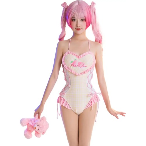 Peach Jam Ruffled Corseted Onesie for Swimsuit and Romper Styles - S