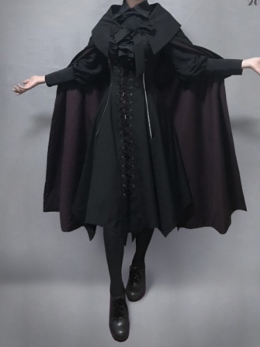 🩷Elegant Gothic Oversized Foldover Collar Cloak Black&Red / Black&Blue
