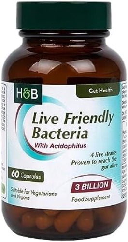 Live Friendly Bacteria with Acidophilus 60 Capsules (