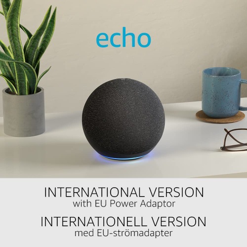 Echo (4:e generationen), internationell version | Med premiumljud, smart home hub och Alexa | Grafitgrå | Svenskt språk ej tillgängligt