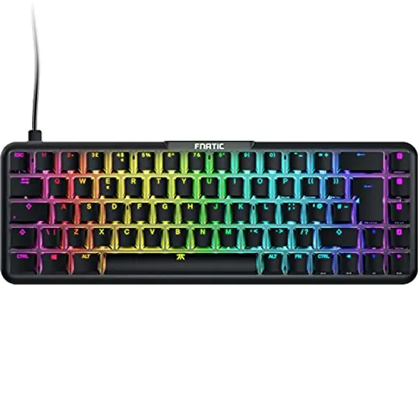 Fnatic STREAK65 - Tastiera da gioco meccanica RGB retroilluminata a LED - Switch SPEED Silver - Versione piccola, compatta e portatile del 65% - Tastiera da gioco Pro eSports (GB; QWERTY)