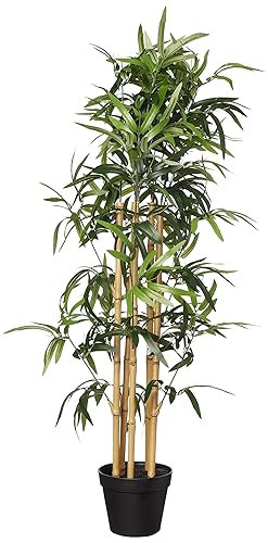 Amazon Basics Artificial Fake Bamboo Plant with Plastic Planter Pot, 39.4", Green - 39.4" Bamboo Plant