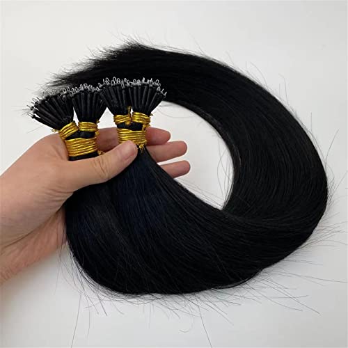 18" Hair Extensions Nano Rings Tip Halo Human Hair Extensions Remy Hair Extensions Double Drawn - 1g/s 50s/pack - (18" #01 Jet Black) - 18inch - #01 Jet Black