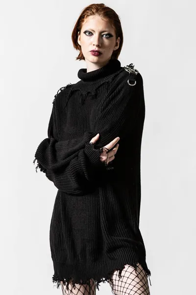 The Mourning After Knit Sweater | M / Black / 55% Acrylic 45% Cotton