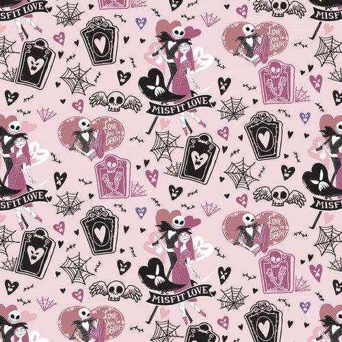 Nightmare Before Christmas Misfit Love Valentines Fabric