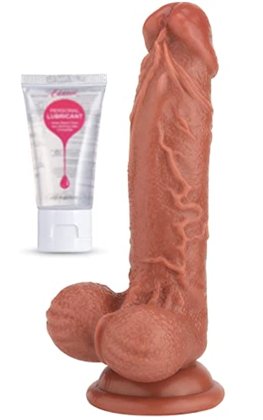 Realistic Dildo Sex Toys for Women - UTIMI 7.3'' Body Safe Material G spot Adult Lifelike Dildo with Strong Suction Cup Penis for Men Anal Hands-Free Play Sexual Wellness Products, Brown - Brown - 7.3 in