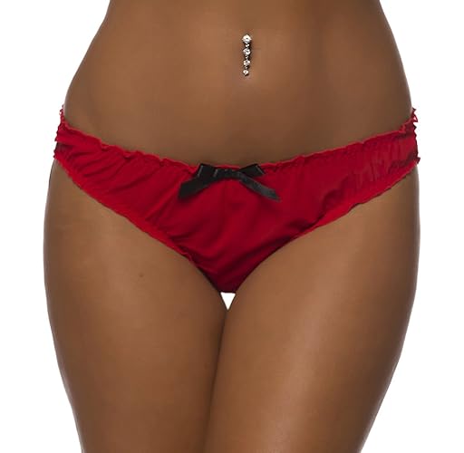 Velvet Kitten by Lingerie Diva Sexy Sheer Ruched Rene Ruffle Panty - Small-Medium - Red