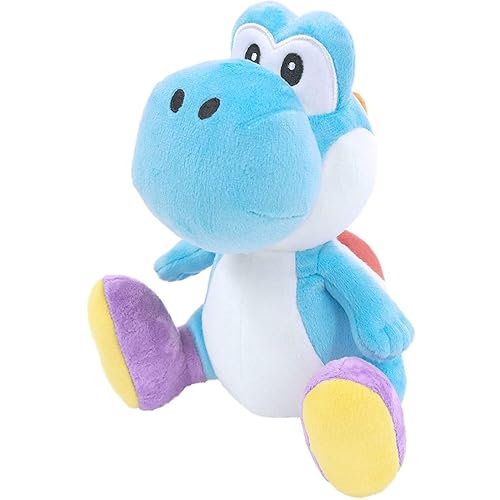 Little Buddy 1219 Super Mario All Star Collection Light Blue Yoshi Plush, 7", 6" - Multi-colored