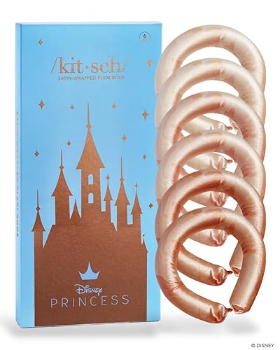 Disney x Kitsch Satin Heatless Curling Rod - Hair Curler Set, Heatless Curls Overnight, Hair Rollers for Soft Curls & Frizz-Free Styling, No Heat Curlers To Sleep in - 6pcs, Disney Princess - 6 Count (Pack of 1) - Disney Princess