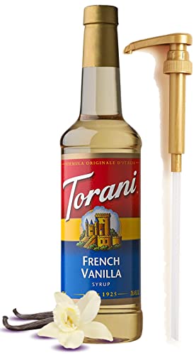 French Vanilla Syrup for Coffee 25.4 Ounces for French Vanilla Flavored Coffee Syrup with Fresh Finest Syrup Pump Dispenser - French Vanilla