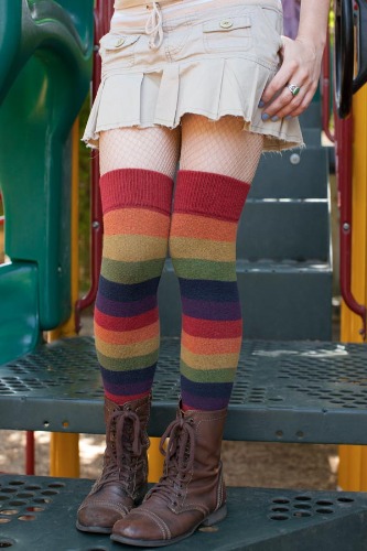 Extraordinary Harvest Rainbow Thigh High Socks | Default Title