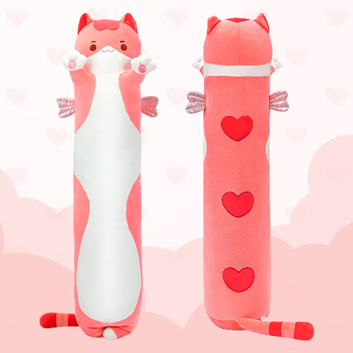 Mewaii Long Cat Plush Body Pillow, 44” Cute Pink Cat Stuffed Animals Soft Plushies, Kitten Plush Pillow Toy Valentine's Day Gift for Girlfriend - Pink Cat 2023 43.3in/110cm